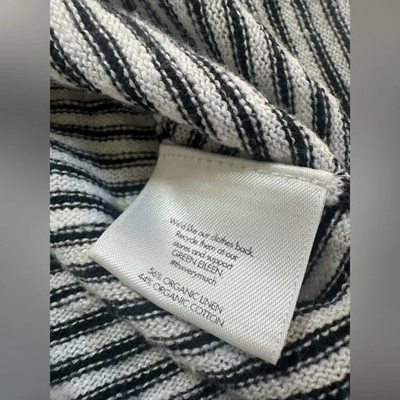 EILEEN FISHER BOATNECK LINEN BLEND STRIPED SWEATER Size XL 3/4 Sleeve GUC - Picture 3 of 7